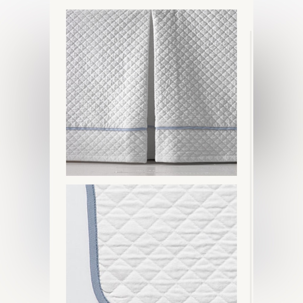Restoration Hardware Diamond Matelasse crib skirt - French blue